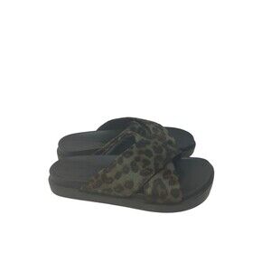 Aerosoles Green Brown Linney Leopard Print Sandals Size 12M NEW Mob Wife